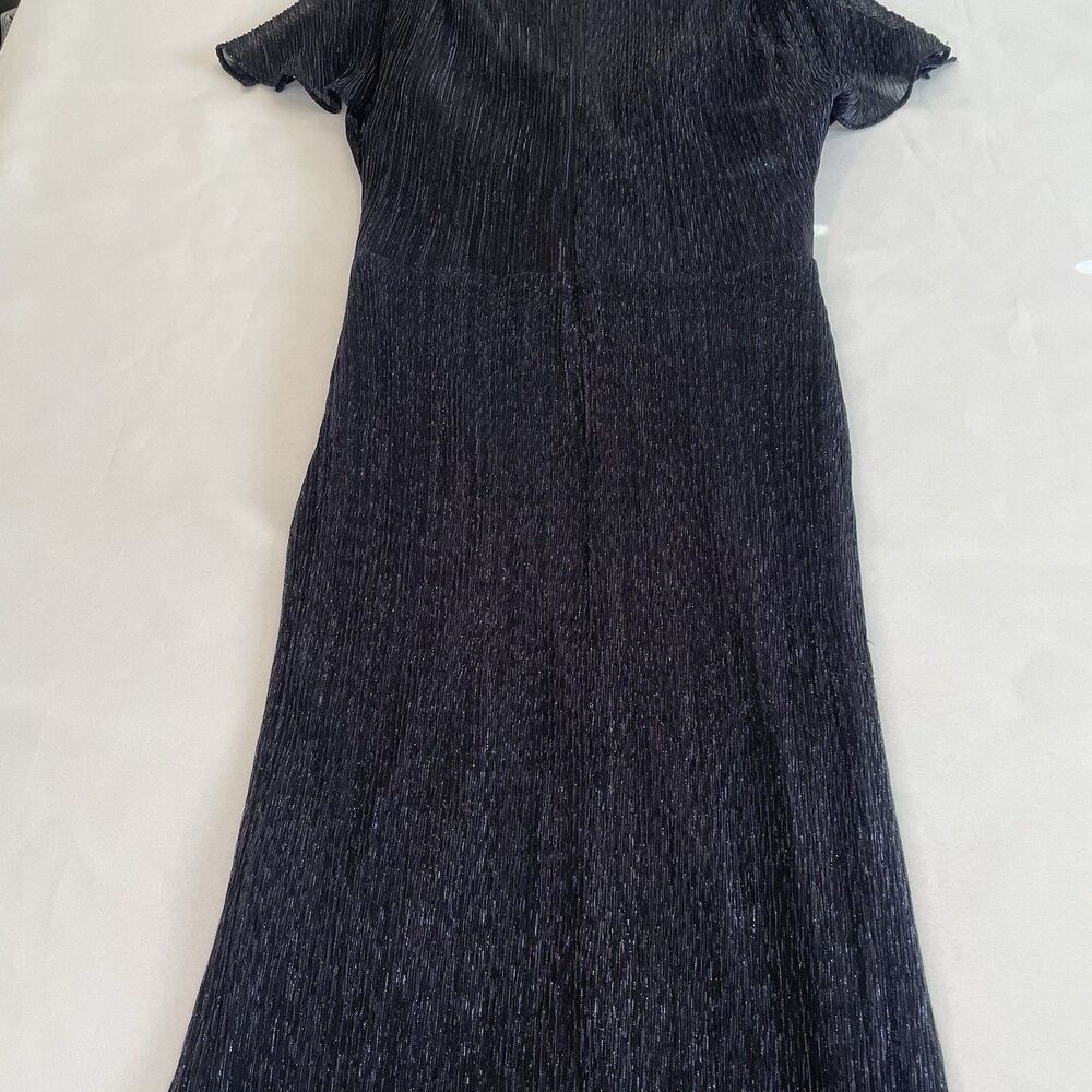 Xscape Navy Blue Short-Sleeve V-Neck Maxi Dress - Picture 15 of 16